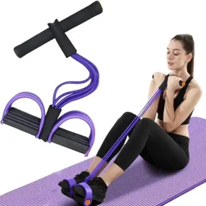 I K IMPEX Pull Reducer Training Bands Natural Rubber 4 Tubes Body Pedal Exerciser Yoga Crossfit Exercise, Arm Exercise, Body Building Training Men and Women (Multicolor)