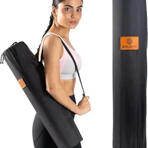 Boldfit Black Polyester Exercise Carrier Drawstring Bag with Adjustable Strap(Yoga Mat Not Included)
