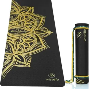 WiseLife Printed Yoga Mat (India's no 1 Yoga Brand) Yoga Strap For Men, Women, Kids | Anti-Slip Extra thick, long & Wide Exercise Sports Mat for Workout, Fitness, Gym, Home & Pilates 6MM (Black Mandala)